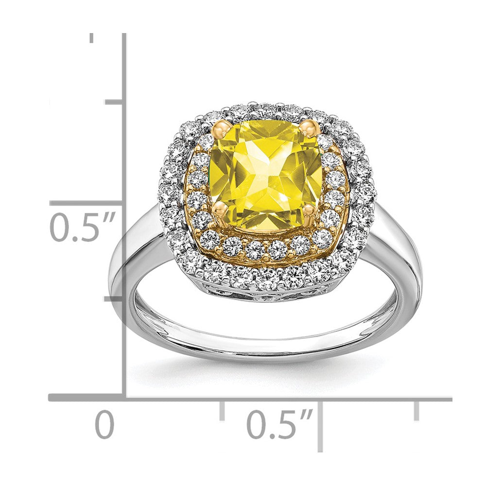 14ktt 1/2 ct Lab Grown Dia VS/SI+ G+ & Cr Yellow Sapphire Comp Ring