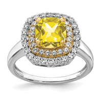14ktt 1/2 ct Lab Grown Dia VS/SI+ G+ & Cr Yellow Sapphire Comp Ring