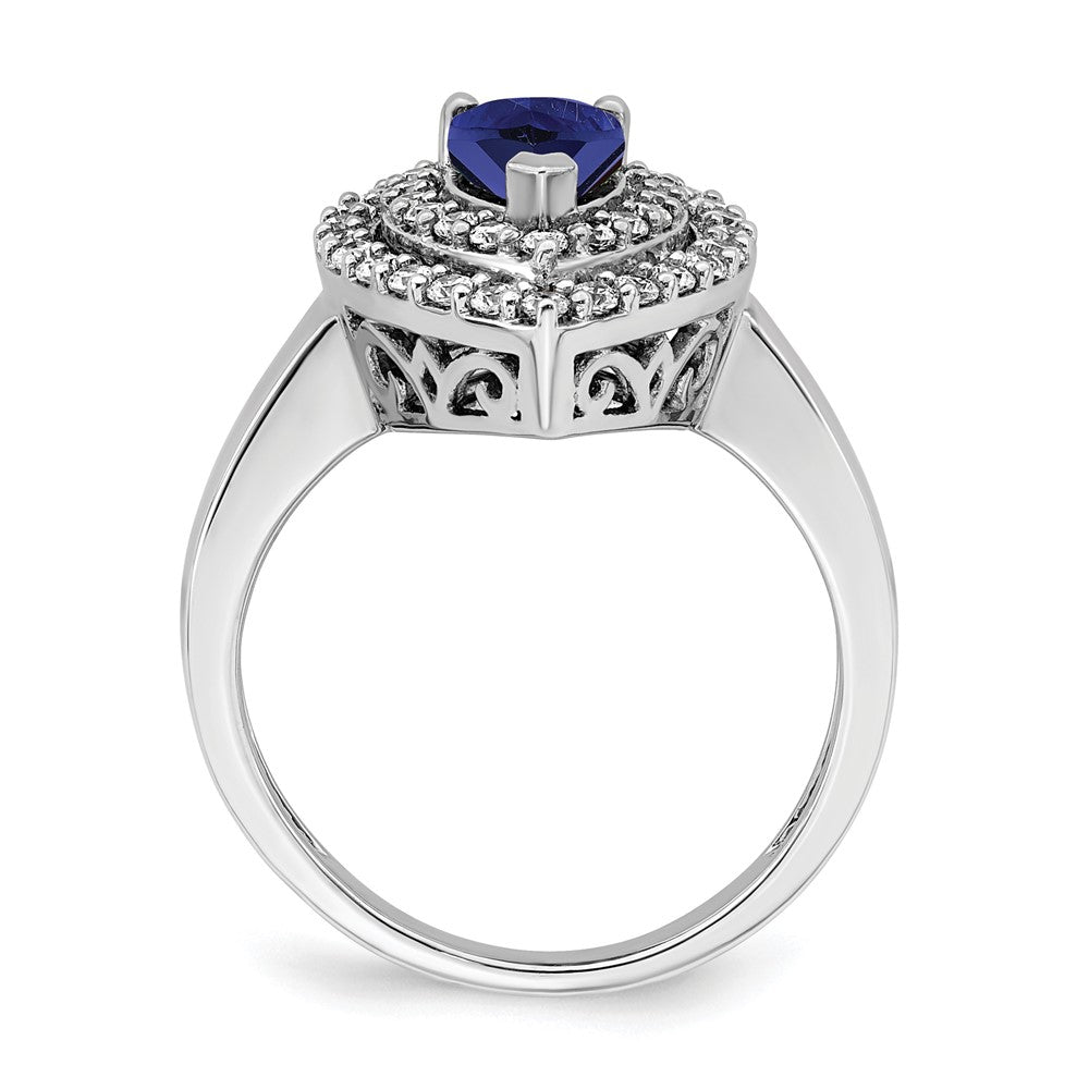 14kw 1/2 ct Lab Grown Dia VS/SI+ G+ & Cr Blue Sapphire Comp Ring