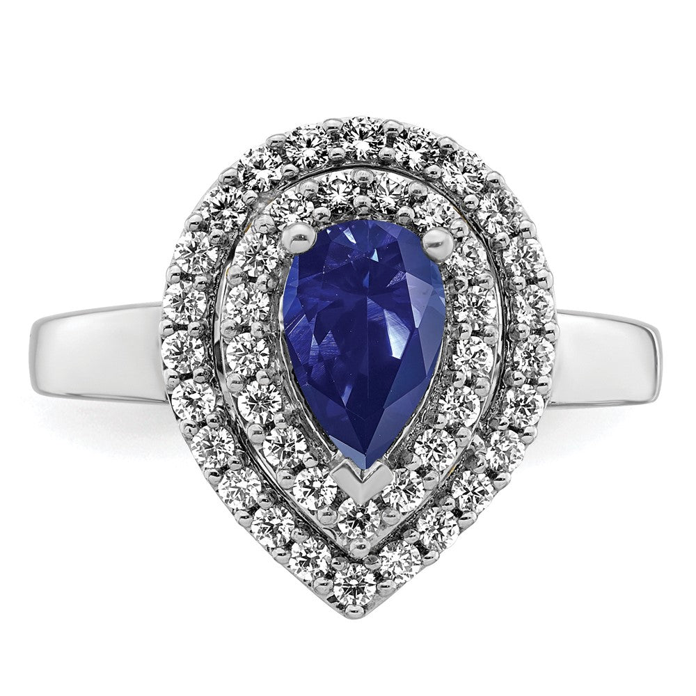 14kw 1/2 ct Lab Grown Dia VS/SI+ G+ & Cr Blue Sapphire Comp Ring