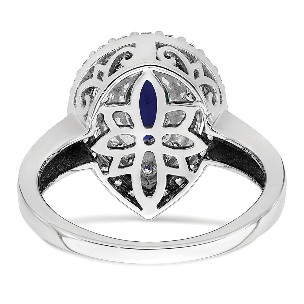 14kw 1/2 ct Lab Grown Dia VS/SI+ G+ & Cr Blue Sapphire Comp Ring