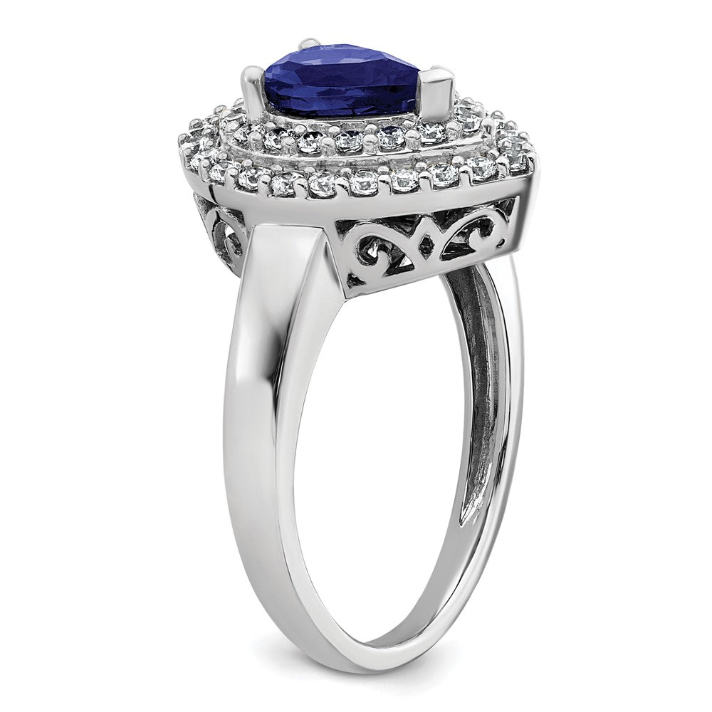 14kw 1/2 ct Lab Grown Dia VS/SI+ G+ & Cr Blue Sapphire Comp Ring