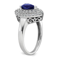 14kw 1/2 ct Lab Grown Dia VS/SI+ G+ & Cr Blue Sapphire Comp Ring