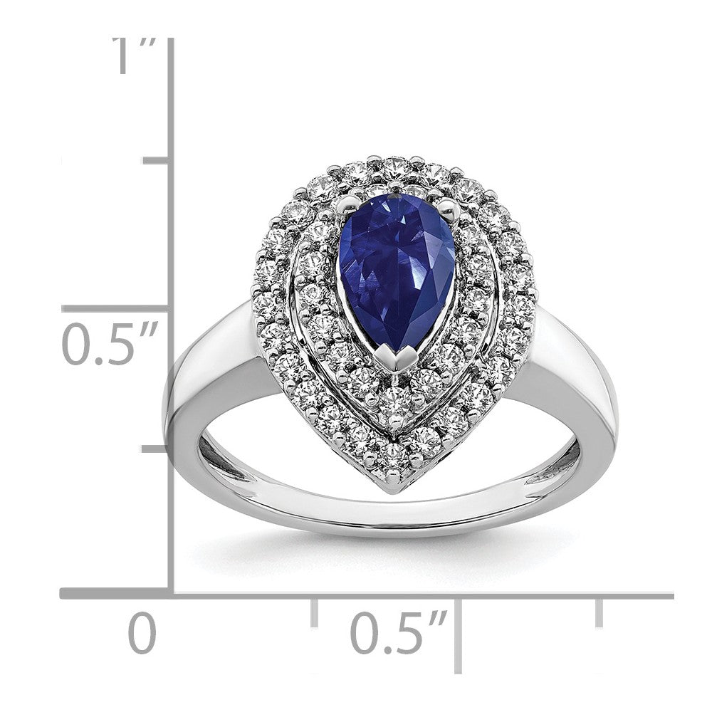 14kw 1/2 ct Lab Grown Dia VS/SI+ G+ & Cr Blue Sapphire Comp Ring