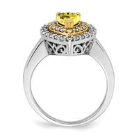 14ktt 1/2 ct Lab Grown Dia VS/SI+ G+ & Cr Yellow Sapphire Comp Ring