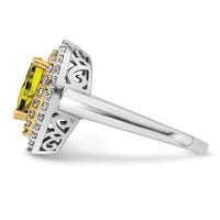 14ktt 1/2 ct Lab Grown Dia VS/SI+ G+ & Cr Yellow Sapphire Comp Ring