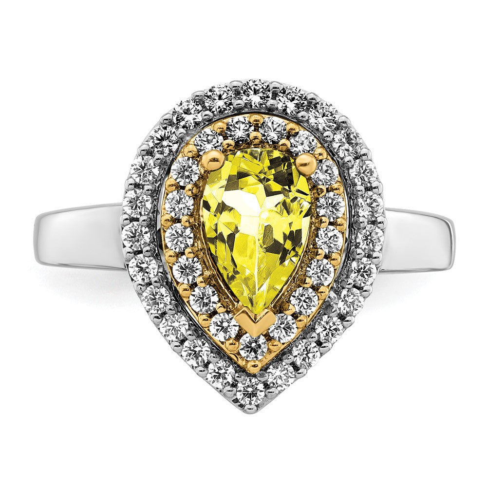 14ktt 1/2 ct Lab Grown Dia VS/SI+ G+ & Cr Yellow Sapphire Comp Ring