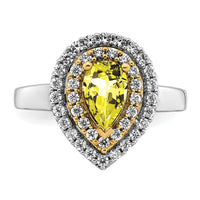 14ktt 1/2 ct Lab Grown Dia VS/SI+ G+ & Cr Yellow Sapphire Comp Ring