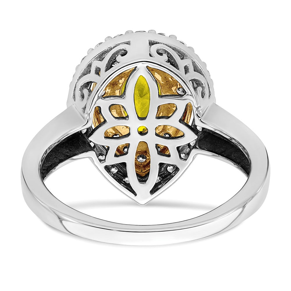 14ktt 1/2 ct Lab Grown Dia VS/SI+ G+ & Cr Yellow Sapphire Comp Ring