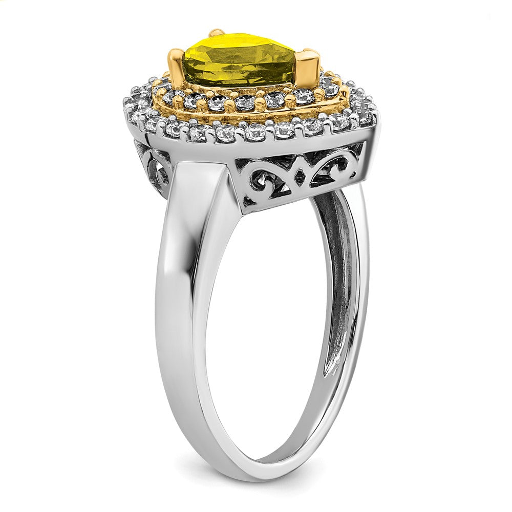 14ktt 1/2 ct Lab Grown Dia VS/SI+ G+ & Cr Yellow Sapphire Comp Ring