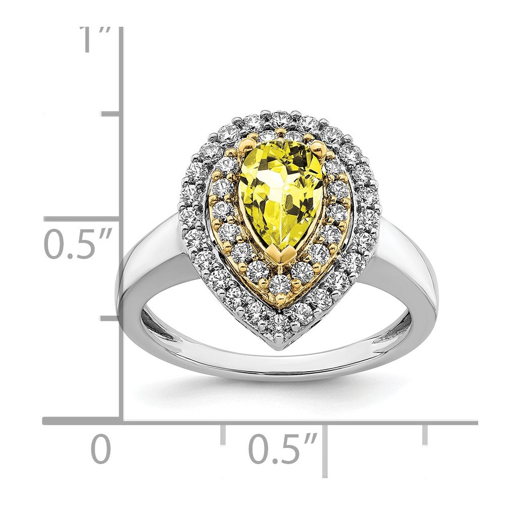 14ktt 1/2 ct Lab Grown Dia VS/SI+ G+ & Cr Yellow Sapphire Comp Ring