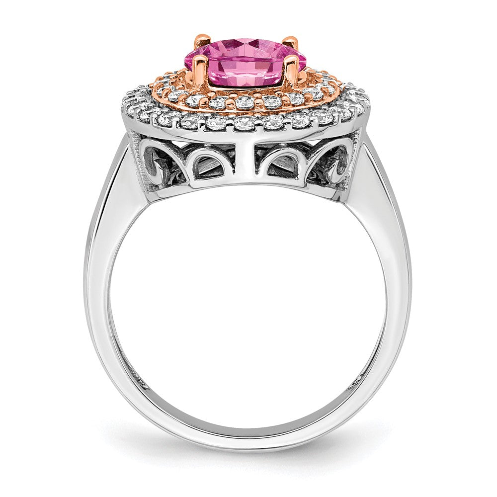 14ktt 5/8 ct Lab Grown Dia VS/SI+ G+ & Cr Pink Sapphire Comp Ring