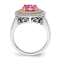 14ktt 5/8 ct Lab Grown Dia VS/SI+ G+ & Cr Pink Sapphire Comp Ring