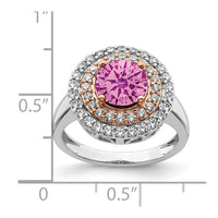 14ktt 5/8 ct Lab Grown Dia VS/SI+ G+ & Cr Pink Sapphire Comp Ring