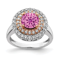 14ktt 5/8 ct Lab Grown Dia VS/SI+ G+ & Cr Pink Sapphire Comp Ring