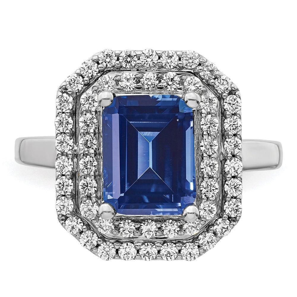 14kw 5/8 ct Lab Grown Dia VS/SI+ G+ & Cr Sapphire Comp Ring