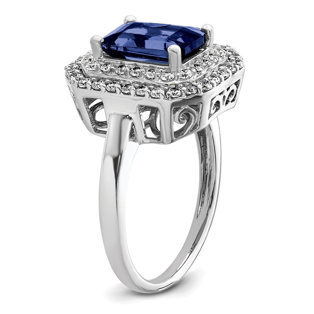 14kw 5/8 ct Lab Grown Dia VS/SI+ G+ & Cr Sapphire Comp Ring