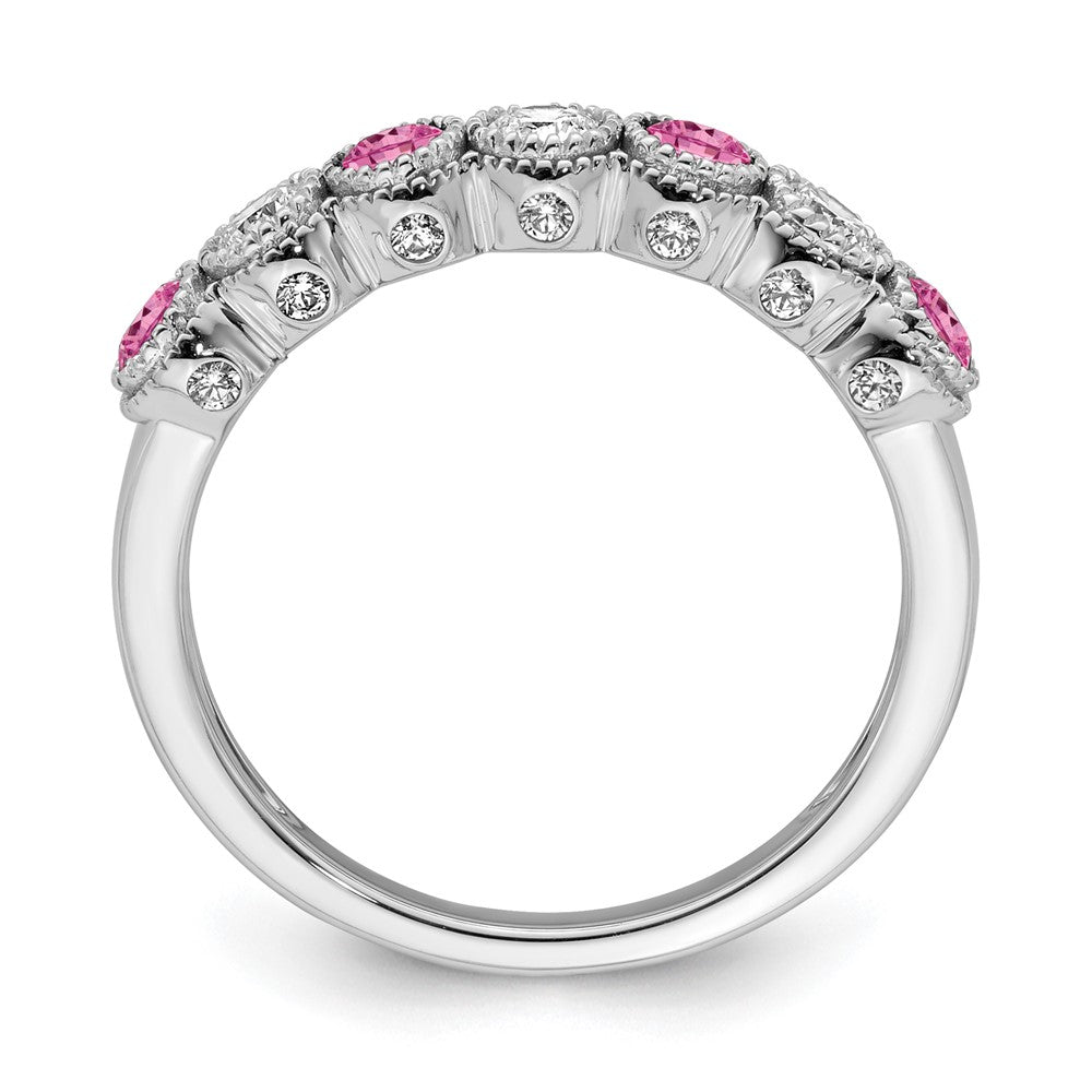 14kw 1/2 ct Lab Grown Dia VS/SI+ G+ & Cr Pink Sapphire Comp Ring