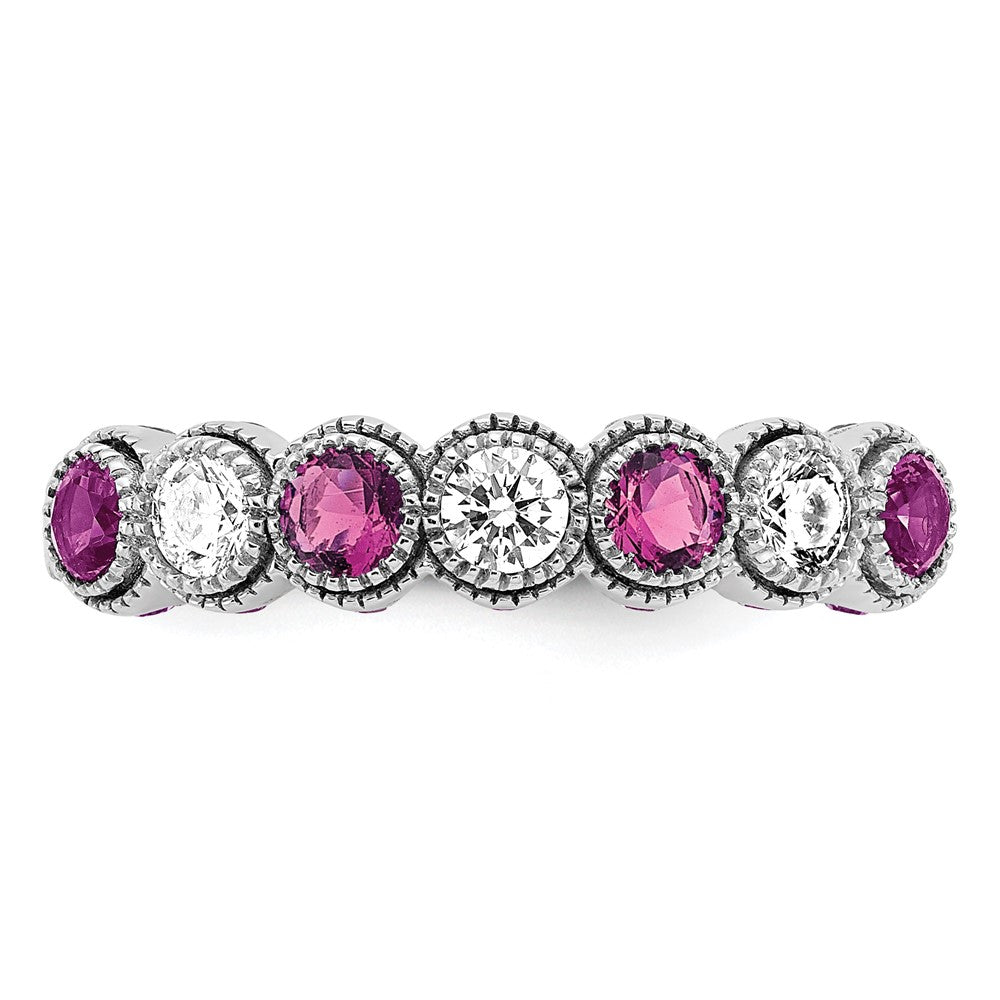 14kw 1/2 ct Lab Grown Dia VS/SI+ G+ & Cr Pink Sapphire Comp Ring
