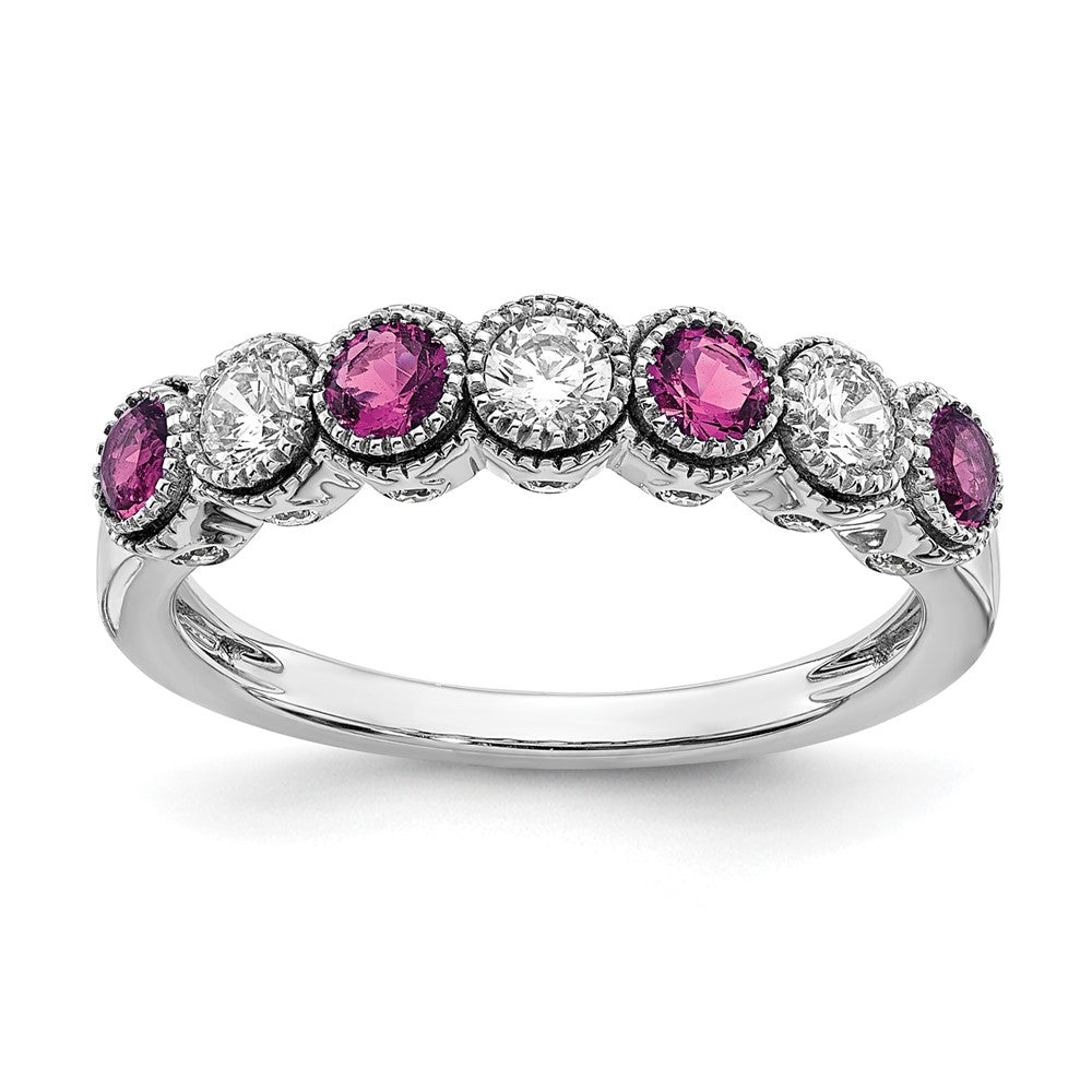 14kw 1/2 ct Lab Grown Dia VS/SI+ G+ & Cr Pink Sapphire Comp Ring