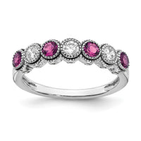 14kw 1/2 ct Lab Grown Dia VS/SI+ G+ & Cr Pink Sapphire Comp Ring