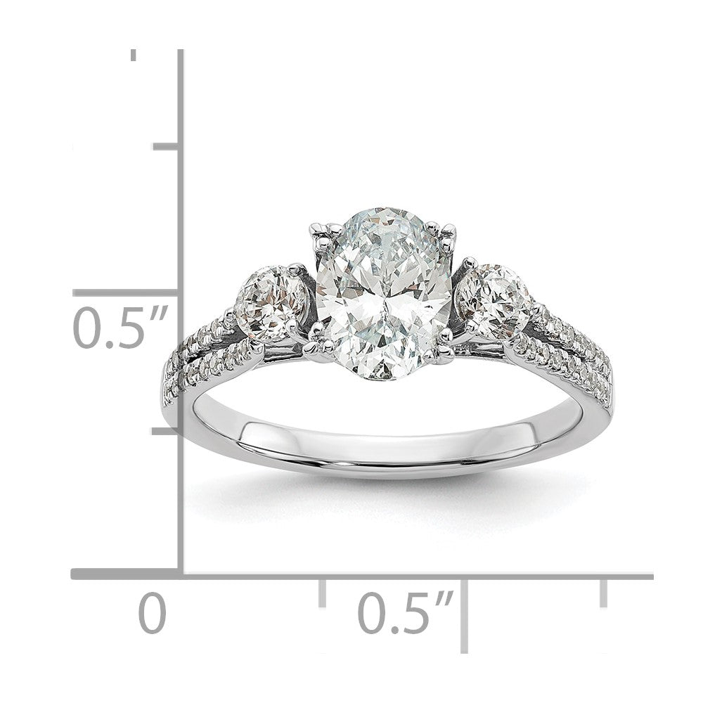 14k White Gold 3/8 ct Lab Grown Diamond VS/SI+ G+ 1 ct Center Semi Eng Ring