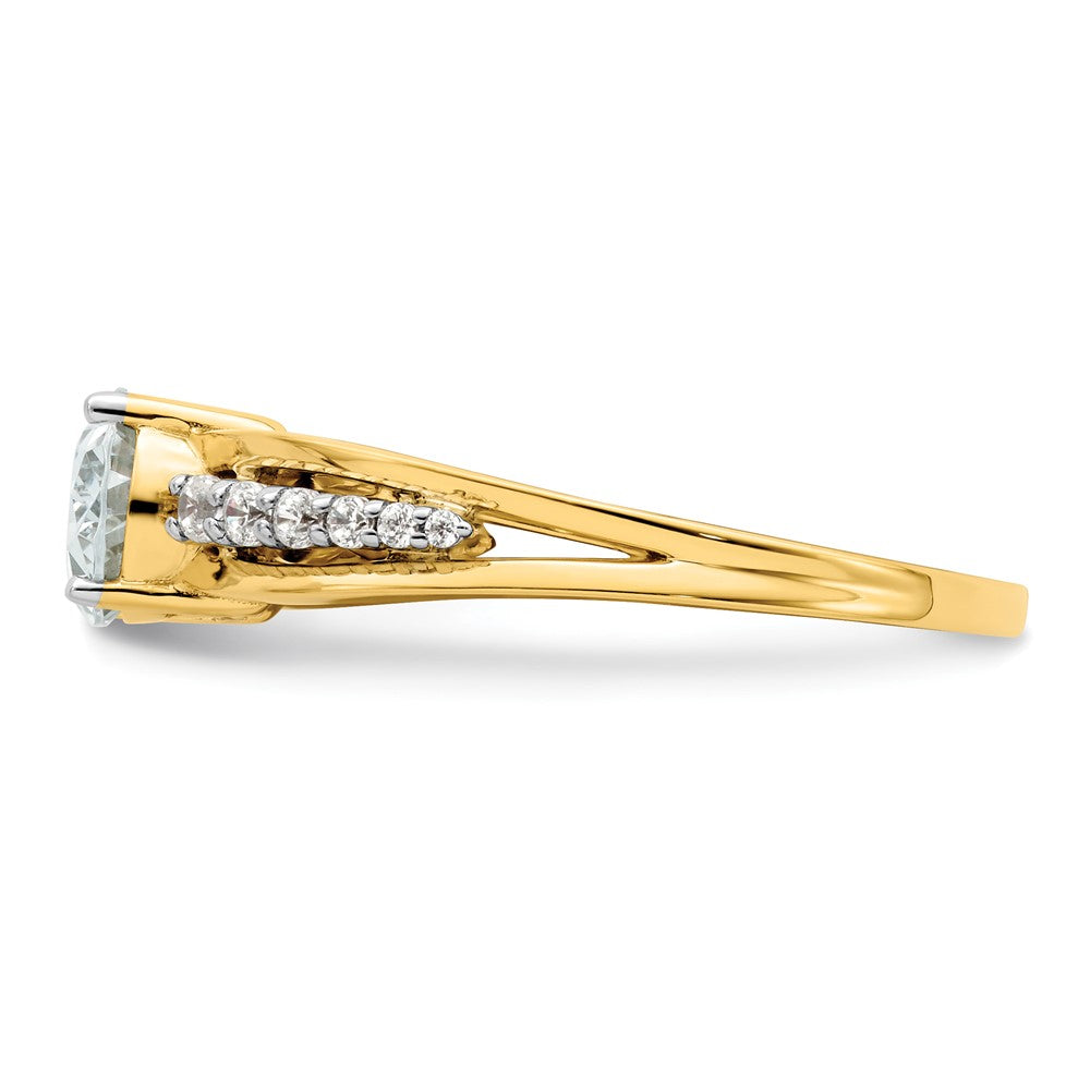 14k Two-tone 1/6 ct Lab Grown Dia VS/SI+ G+ 1 ct Center Oval Semi Eng Ring