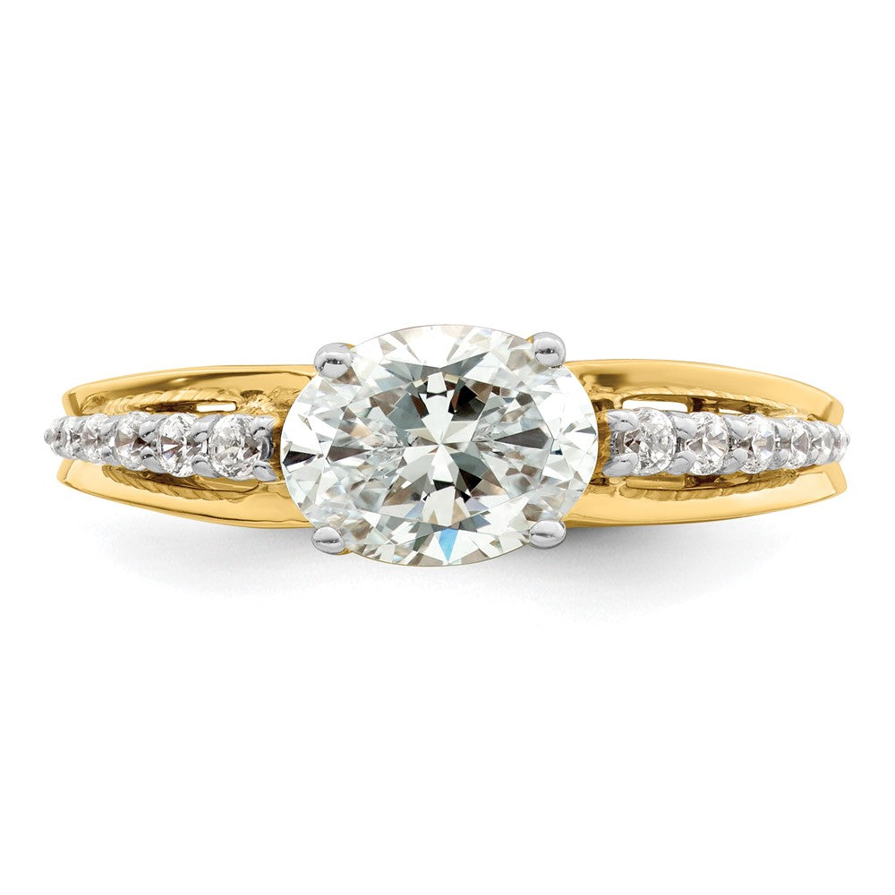 14k Two-tone 1/6 ct Lab Grown Dia VS/SI+ G+ 1 ct Center Oval Semi Eng Ring