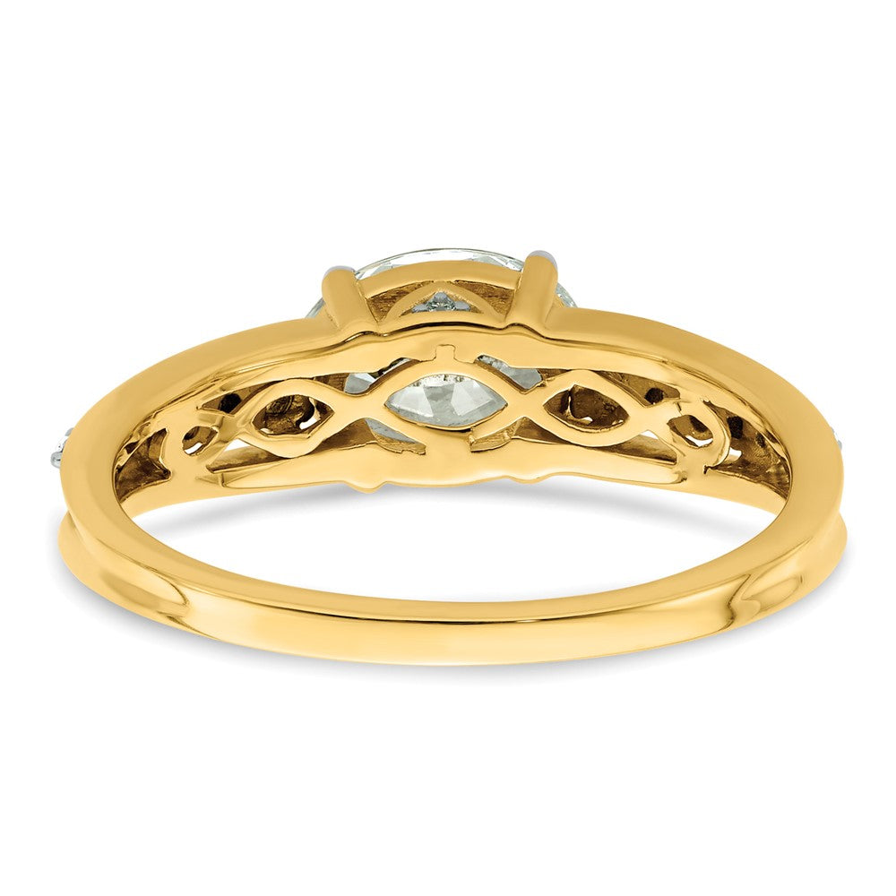 14k Two-tone 1/6 ct Lab Grown Dia VS/SI+ G+ 1 ct Center Oval Semi Eng Ring