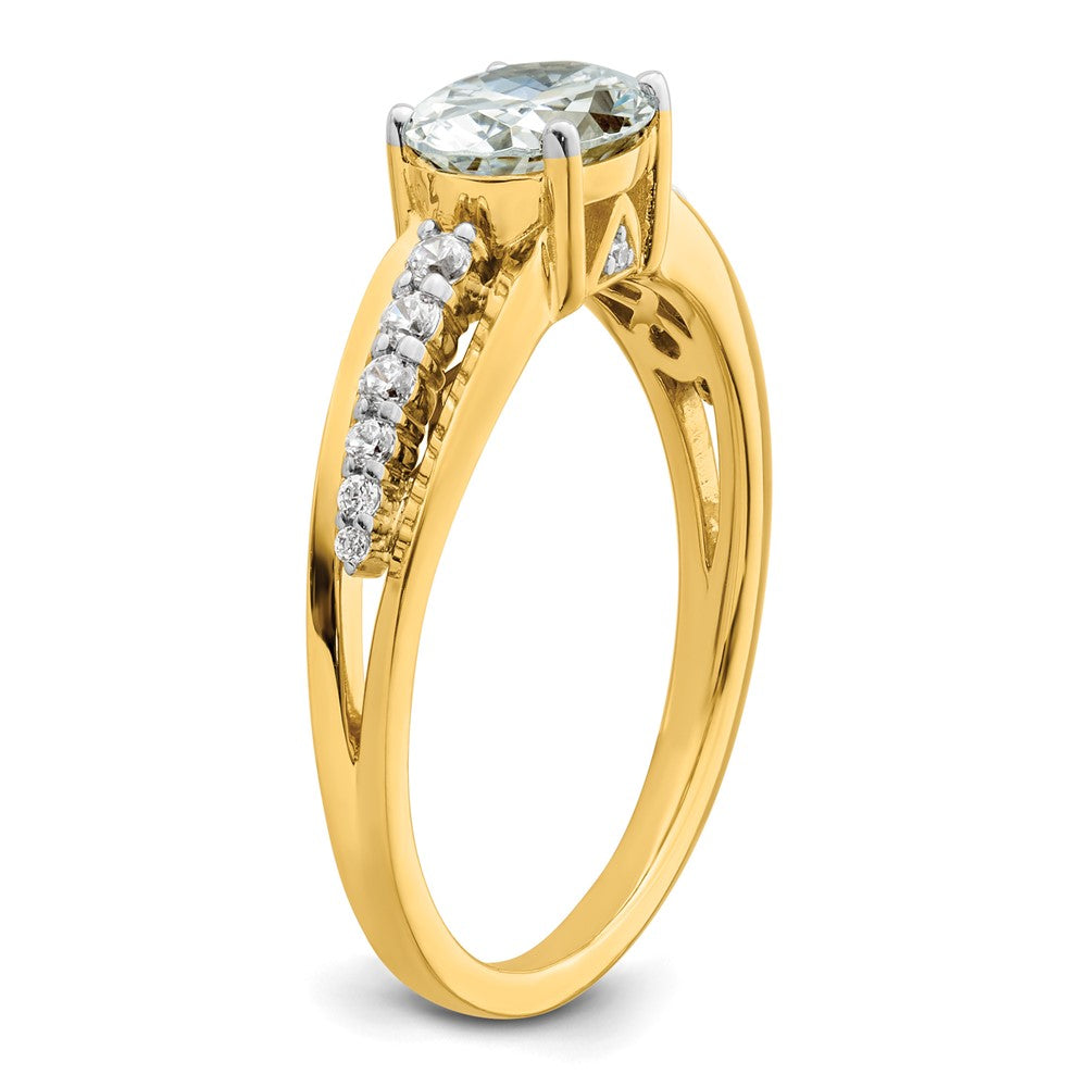 14k Two-tone 1/6 ct Lab Grown Dia VS/SI+ G+ 1 ct Center Oval Semi Eng Ring