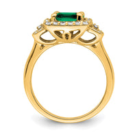 14k 3/8 ct Lab Grown Dia VS/SI+ G+ & Cr Emerald Comp Halo Ring