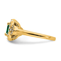 14k 3/8 ct Lab Grown Dia VS/SI+ G+ & Cr Emerald Comp Halo Ring