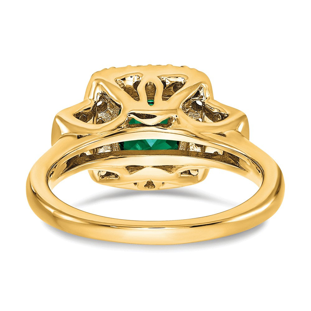 14k 3/8 ct Lab Grown Dia VS/SI+ G+ & Cr Emerald Comp Halo Ring