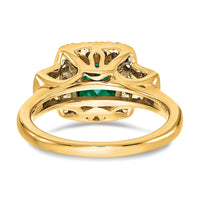 14k 3/8 ct Lab Grown Dia VS/SI+ G+ & Cr Emerald Comp Halo Ring