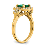 14k 3/8 ct Lab Grown Dia VS/SI+ G+ & Cr Emerald Comp Halo Ring