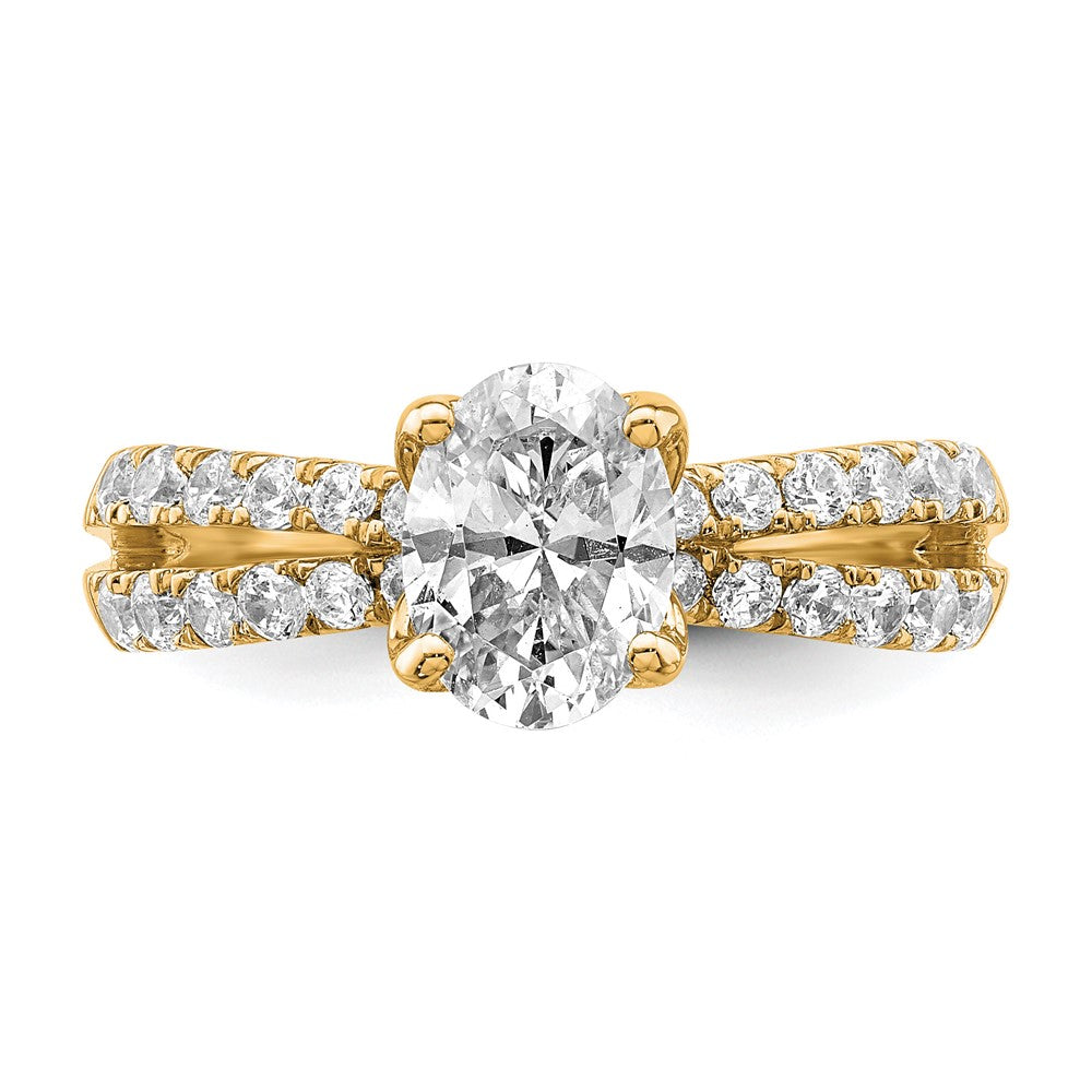 14k 1 5/8ct Lab Grown Diamond VS+ F+ Oval Complete Eng Ring