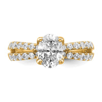 14k 1 5/8ct Lab Grown Diamond VS+ F+ Oval Complete Eng Ring
