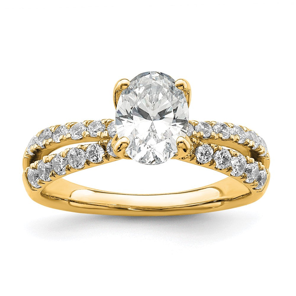 14k 1 5/8ct Lab Grown Diamond VS+ F+ Oval Complete Eng Ring