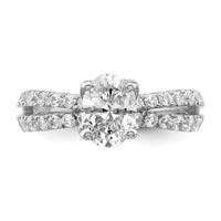 14k White Gold 1 5/8ct Lab Grown Diamond VS+ F+ Oval Complete Eng Ring