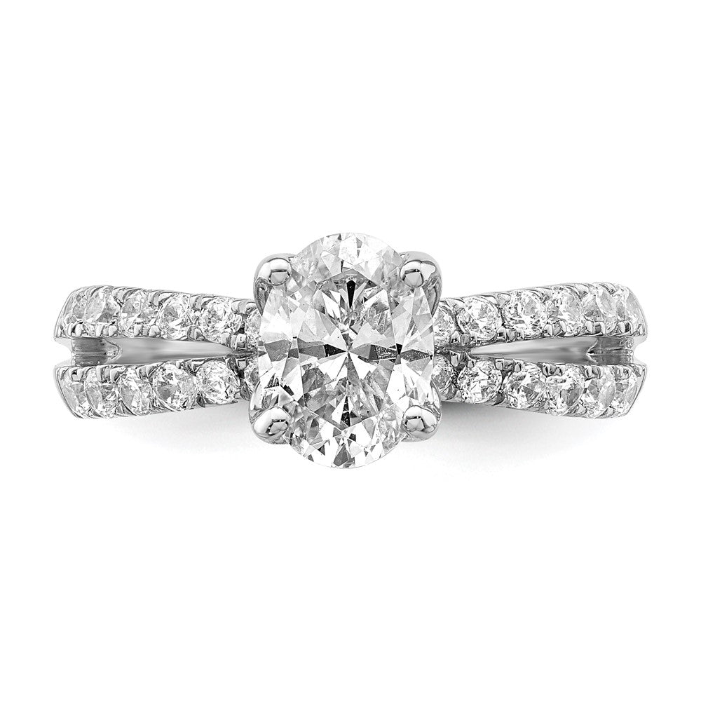 14k White Gold 1 5/8ct Cert Lab Grown Diamond VS+ F+ Oval Comp Eng Ring