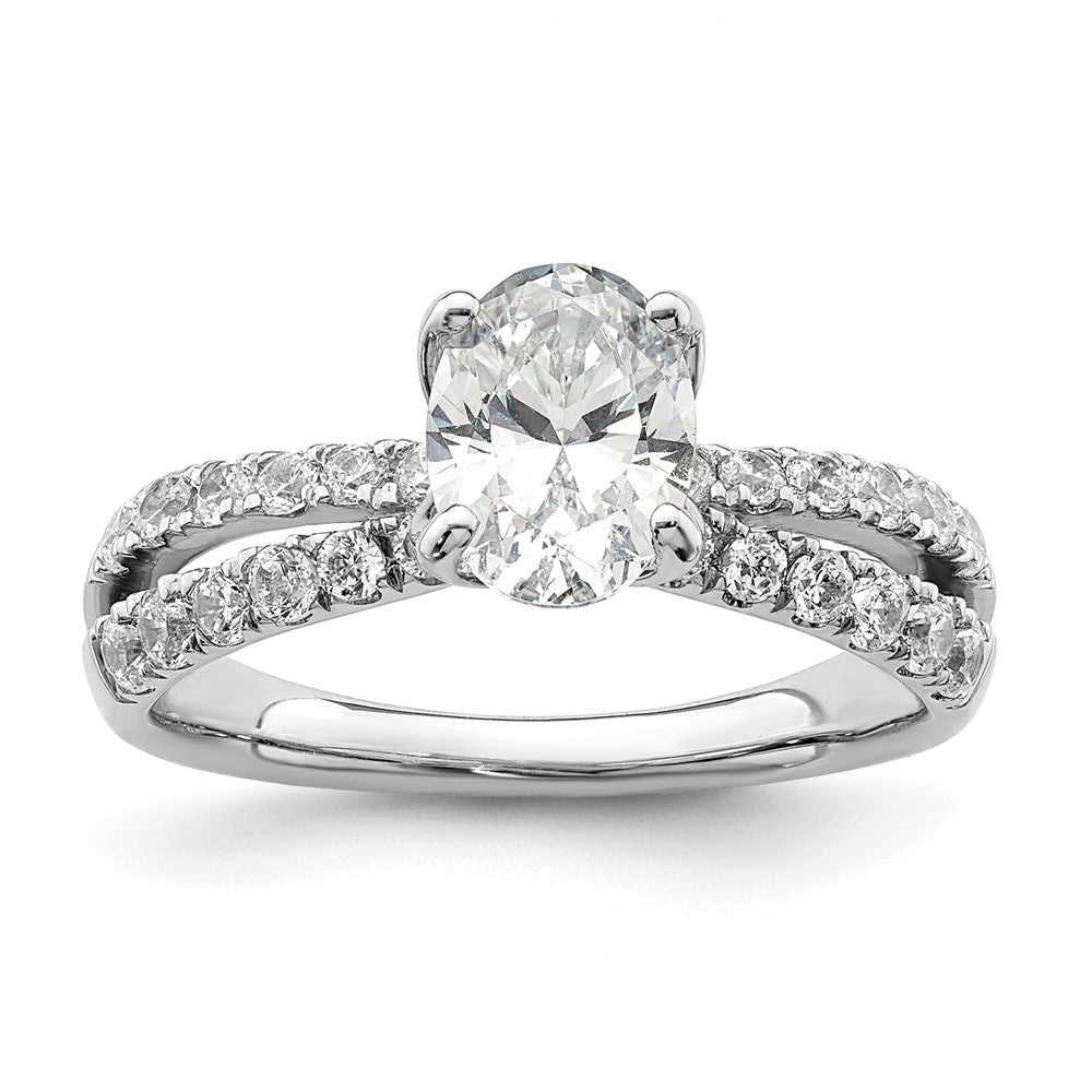 14k 5/8ct Lab Grown Diamond VS/SI+ G+ 1ct Oval Center Semi Mount Eng Ring