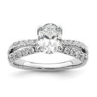 14k White Gold 1 5/8ct Lab Grown Diamond VS+ F+ Oval Complete Eng Ring