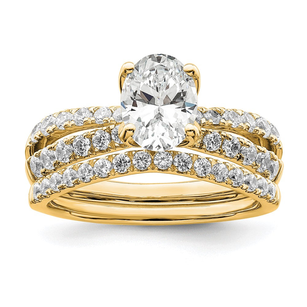 14k 1 5/8ct Certified Lab Grown Diamond VS+ F+ Oval Complete Eng Ring
