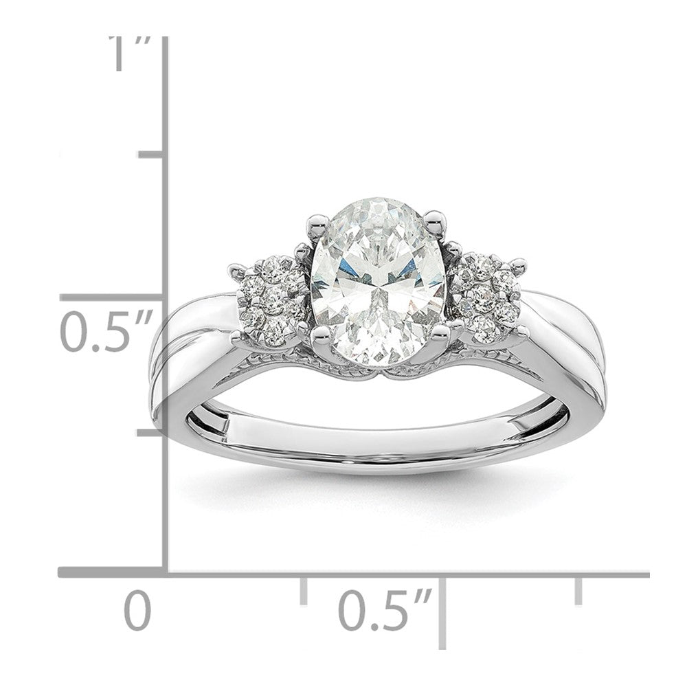 14k White Gold 1/8 ct Lab Grown Diamond VS/SI+ G+ 1 ct Center Semi Eng Ring