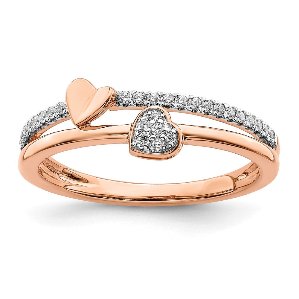 14k Rose Gold 1/8 ct Lab Grown Diamond VS/SI+ G+ Complete Hearts Ring