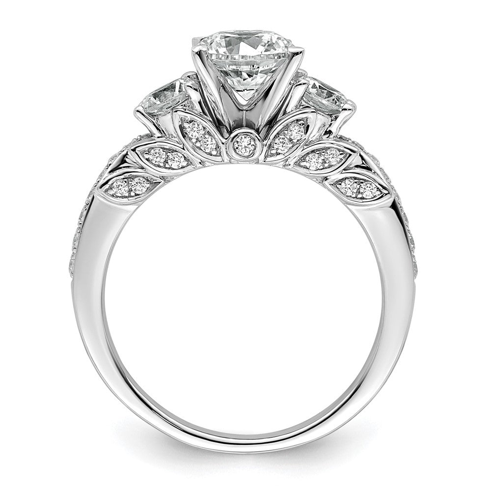 14kw 3/4ct Lab Grown Diamond VS/SI+ G+ Round Semi 3 Stone Eng Ring
