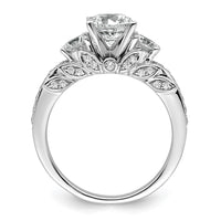 14kw 3/4ct Lab Grown Diamond VS/SI+ G+ Round Semi 3 Stone Eng Ring