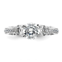 14kw 1 3/4ct Cert Lab Grown Diamond VS+ F+ Round Comp 3 Stone Eng Ring