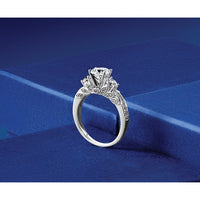 14kw 3/4ct Lab Grown Diamond VS/SI+ G+ Round Semi 3 Stone Eng Ring