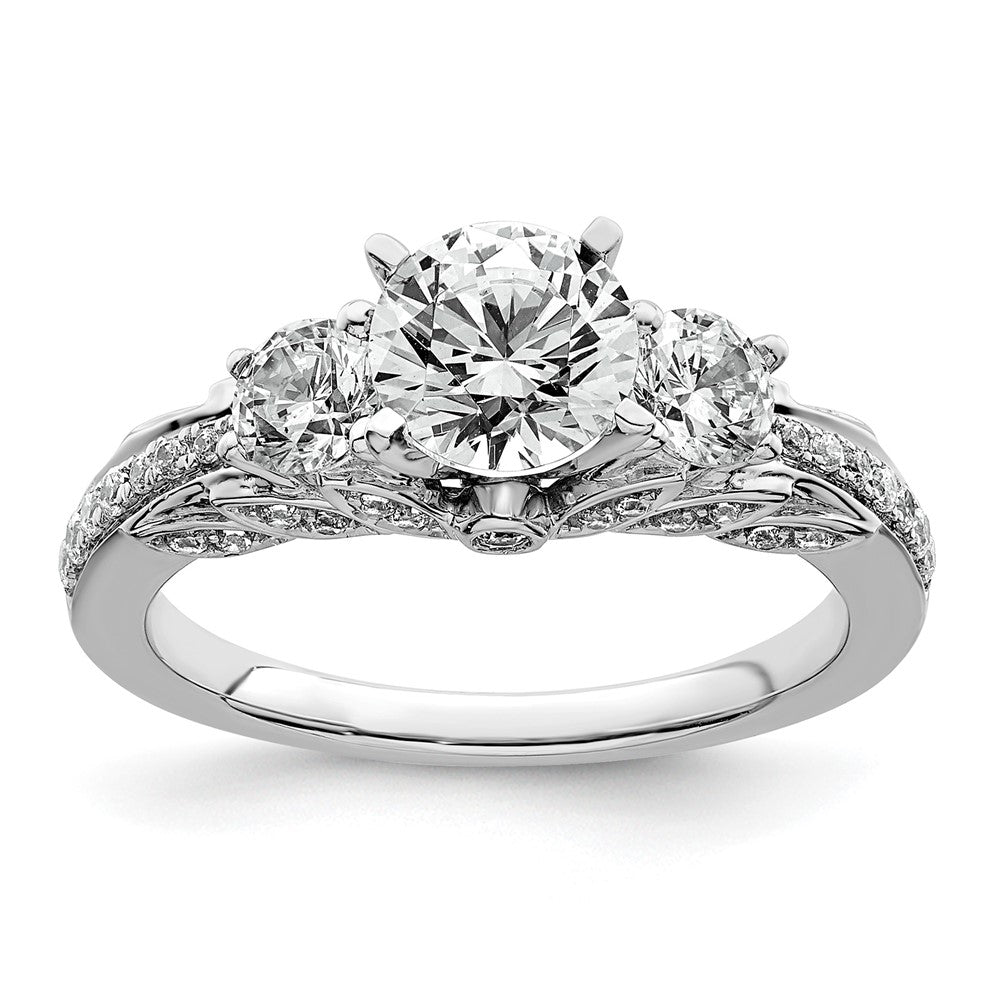14kw 1 3/4ct Cert Lab Grown Diamond VS+ F+ Round Comp 3 Stone Eng Ring